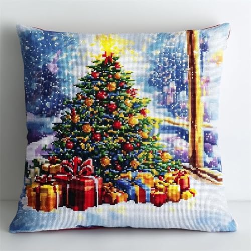 AMBATTERY Kreuzstich Kissen Set Vorgedruckt, Weihnachtsbaum Stickkissen mit Muster 45X45cm Kreuzstich Kissen zum Basteln Stickkissen kissenbezug zum besticken kreuzstich AMBATTERY Kreuzstich Kissen Set Vorgedruckt, Weihnachtsbaum Stickkissen mit Muster 45X45cm Kreuzstich Kissen zum Basteln Stickkissen kissenbezug zum besticken kreuzstich von AMBATTERY
