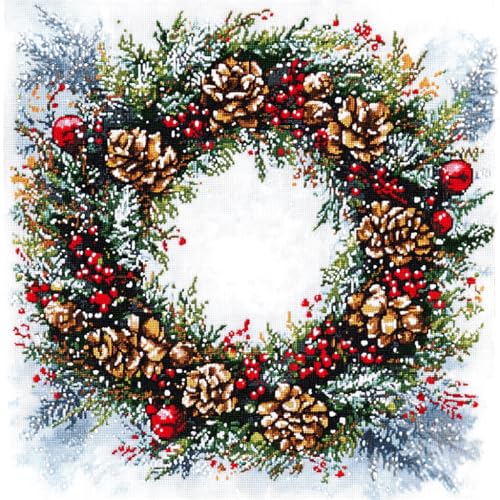 AMBATTERY Kreuzstich Kissen Set Vorgedruckt, Winterweihnachtskranz Kreuzstichkissen Zum Dekorieren 45X45cm Stickkissen Zum Selbersticken Kreuzstich Set Vorgedruckt Kissenbezug AMBATTERY Kreuzstich Kissen Set Vorgedruckt, Winterweihnachtskranz Kreuzstichkissen Zum Dekorieren 45X45cm Stickkissen Zum Selbersticken Kreuzstich Set Vorgedruckt Kissenbezug von AMBATTERY