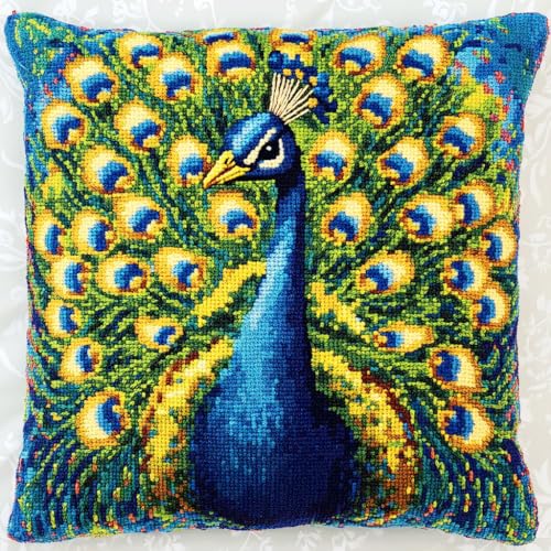 AMBATTERY Kreuzstich Kissen Vorgedruckt, blauer Pfau Stickkissen mit Muster 45X45cm Kreuzstichkissen Zum Dekorieren Kissenbezug Zum Besticken Kreuzstich Diy Handarbeit Kissen Set AMBATTERY Kreuzstich Kissen Vorgedruckt, blauer Pfau Stickkissen mit Muster 45X45cm Kreuzstichkissen Zum Dekorieren Kissenbezug Zum Besticken Kreuzstich Diy Handarbeit Kissen Set von AMBATTERY