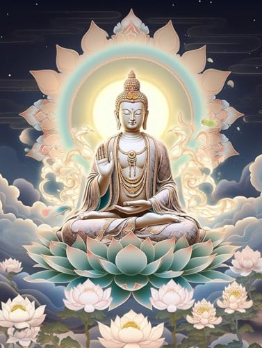 AMBATTERY Kreuzstich-Set, Buddha-Statue auf Lotussitz,B,40 * 50cm 11CT, vorgedruckt, gezählt, Stickerei, Nadelspitze, Handarbeitsmuster, Kits für Anfänger und Erwachsene, Kreuzstich, Wanddekoration AMBATTERY Kreuzstich-Set, Buddha-Statue auf Lotussitz,B,40 * 50cm 11CT, vorgedruckt, gezählt, Stickerei, Nadelspitze, Handarbeitsmuster, Kits für Anfänger und Erwachsene, Kreuzstich, Wanddekoration von AMBATTERY