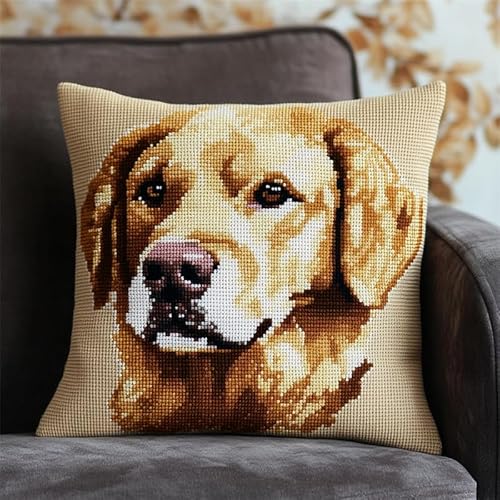 AMBATTERY Kreuzstichkissen Set, Haustierhund Kissenbezug Zum Sticken Kreuzstich 45X45cm Stickkissen mit Muster Stickset Kreuzstich Kissen zum Basteln Stickkissen Stickpackung AMBATTERY Kreuzstichkissen Set, Haustierhund Kissenbezug Zum Sticken Kreuzstich 45X45cm Stickkissen mit Muster Stickset Kreuzstich Kissen zum Basteln Stickkissen Stickpackung von AMBATTERY