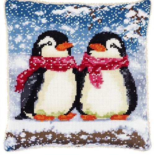 AMBATTERY Kreuzstichkissen Set, Pinguin im Schnee Kissenbezug Zum Sticken Kreuzstich 45X45cm Stickkissen mit Muster Stickset Kreuzstich Kissen zum Basteln Stickkissen Stickpackung AMBATTERY Kreuzstichkissen Set, Pinguin im Schnee Kissenbezug Zum Sticken Kreuzstich 45X45cm Stickkissen mit Muster Stickset Kreuzstich Kissen zum Basteln Stickkissen Stickpackung von AMBATTERY