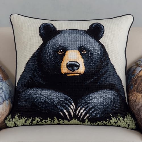 AMBATTERY Kreuzstichkissen Set, Tierischer Schwarzbär Kissenbezug Zum Sticken Kreuzstich 45X45cm Stickkissen mit Muster Stickset Kreuzstich Kissen zum Basteln Stickkissen Stickpackung AMBATTERY Kreuzstichkissen Set, Tierischer Schwarzbär Kissenbezug Zum Sticken Kreuzstich 45X45cm Stickkissen mit Muster Stickset Kreuzstich Kissen zum Basteln Stickkissen Stickpackung von AMBATTERY