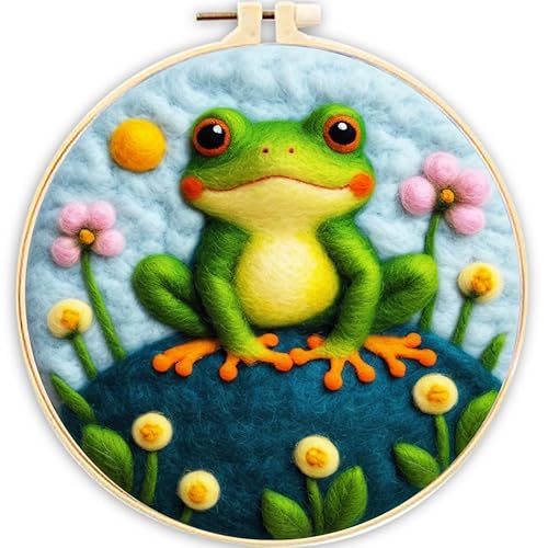 AMBATTERY Nadelfilzset für Anfänger, Cartoon-Frosch Wollmalfilz mit Anleitung, Stickrahmen und Werkzeuge, Nadelfilz Starter Kit,Nadelfilz-Malset für Heimbüro-Dekoration AMBATTERY Nadelfilzset für Anfänger, Cartoon-Frosch Wollmalfilz mit Anleitung, Stickrahmen und Werkzeuge, Nadelfilz Starter Kit,Nadelfilz-Malset für Heimbüro-Dekoration von AMBATTERY