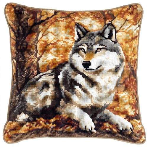 AMBATTERY Stickset DIY Kissen Kit, Tier Wolf Kissenbezug Zum Besticken Kreuzstich für Anfänger, Kreuzstich Kissen Set Vorgedruckt Kissenbezug Zum Sticken Kreuzstich AMBATTERY Stickset DIY Kissen Kit, Tier Wolf Kissenbezug Zum Besticken Kreuzstich für Anfänger, Kreuzstich Kissen Set Vorgedruckt Kissenbezug Zum Sticken Kreuzstich von AMBATTERY