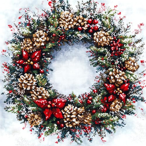 AMBATTERY Stickset Kreuzstich Kissen Set, Winterweihnachtskranz Kreuzstich Set Vorgedruckt Kissenbezug DIY Kissenbezug Zum Sticken Kreuzstich Kreuzstichkissen Zum Dekorieren 45 * 45cm AMBATTERY Stickset Kreuzstich Kissen Set, Winterweihnachtskranz Kreuzstich Set Vorgedruckt Kissenbezug DIY Kissenbezug Zum Sticken Kreuzstich Kreuzstichkissen Zum Dekorieren 45 * 45cm von AMBATTERY