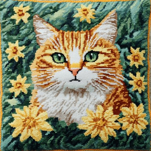DIY Kreuzstichkissen, Tierische gelbe Katze und Blumen Stickkissen mit Muster 45X45cm Stickset Kreuzstich Kissen zum Basteln Stickkissen Stickpackung mit Vorgedruckt Kreuzstichmotiv DIY Kreuzstichkissen, Tierische gelbe Katze und Blumen Stickkissen mit Muster 45X45cm Stickset Kreuzstich Kissen zum Basteln Stickkissen Stickpackung mit Vorgedruckt Kreuzstichmotiv von AMBATTERY