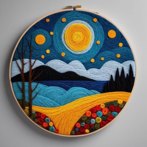 Filzset Für Anfänger Cartoon-Nachtlandschaft Wollfilz-Set Für Heimdekoration,Diy-Basteln Mit Filznadel-Bilderrahmen,Schaumstoffunterlage Und Anleitung 20x20cm Filzset Für Anfänger Cartoon-Nachtlandschaft Wollfilz-Set Für Heimdekoration,Diy-Basteln Mit Filznadel-Bilderrahmen,Schaumstoffunterlage Und Anleitung 20x20cm von AMBATTERY