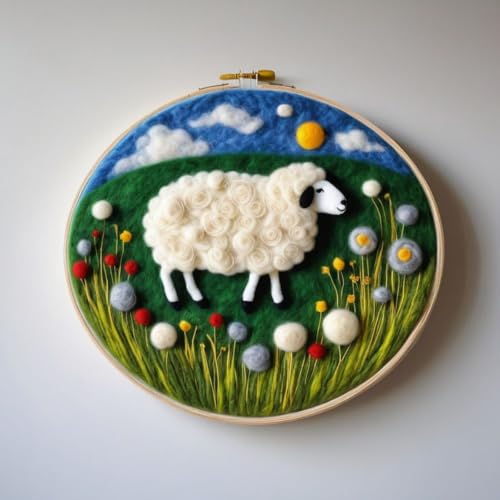 Filzset Für Anfänger Cartoon Schaf Tier Wollfilz-Set Für Heimdekoration,Diy-Basteln Mit Filznadel-Bilderrahmen,Schaumstoffunterlage Und Anleitung 20x20cm Filzset Für Anfänger Cartoon Schaf Tier Wollfilz-Set Für Heimdekoration,Diy-Basteln Mit Filznadel-Bilderrahmen,Schaumstoffunterlage Und Anleitung 20x20cm von AMBATTERY
