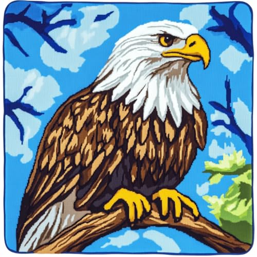 Kissenbezug Zum Sticken Kreuzstich, Adler auf Tierzweig Handarbeits Kissenbezüge 45X45cm Stitch Kissenbezug Stickset Kreuzstich Kissen zum Basteln Stickkissen Stickpackung Kissenbezug Zum Sticken Kreuzstich, Adler auf Tierzweig Handarbeits Kissenbezüge 45X45cm Stitch Kissenbezug Stickset Kreuzstich Kissen zum Basteln Stickkissen Stickpackung von AMBATTERY