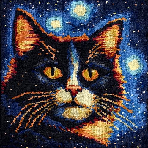 Kissenbezug Zum Sticken Kreuzstich, Tierische schwarze Katze Handarbeits Kissenbezüge 45X45cm Stitch Kissenbezug Stickset Kreuzstich Kissen zum Basteln Stickkissen Stickpackung Kissenbezug Zum Sticken Kreuzstich, Tierische schwarze Katze Handarbeits Kissenbezüge 45X45cm Stitch Kissenbezug Stickset Kreuzstich Kissen zum Basteln Stickkissen Stickpackung von AMBATTERY