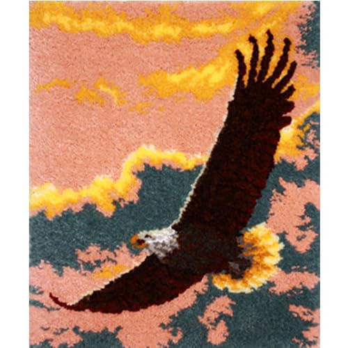 Knüpfhaken-Bastelsets Fliegender Adler Tier Bedruckte Leinwand Wandteppich Kits Stickerei-Kits DIY Häkelgarn Kits für Anfänger Erwachsene Kinder Bastelset 31x45in von AMBATTERY