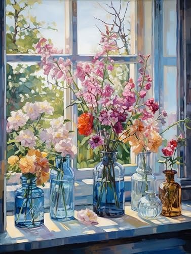 Kreuzstich-Set, Schöne Blumen auf der Fensterbank,A,50*70cm 11CT, vorgedruckt, gezählt, Stickerei, Nadelspitze, Handarbeitsmuster, Kits für Anfänger und Erwachsene, Kreuzstich, Wanddekoration Kreuzstich-Set, Schöne Blumen auf der Fensterbank,A,50*70cm 11CT, vorgedruckt, gezählt, Stickerei, Nadelspitze, Handarbeitsmuster, Kits für Anfänger und Erwachsene, Kreuzstich, Wanddekoration von AMBATTERY