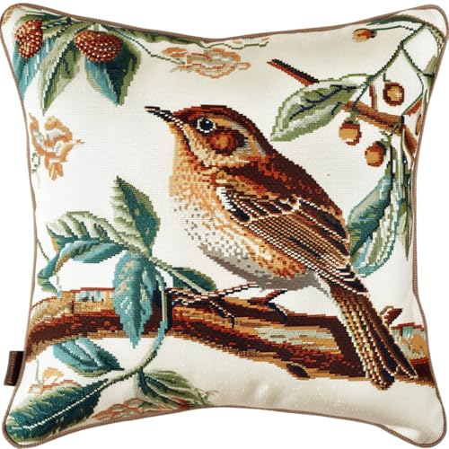 Kreuzstichkissen Set, Vogel auf einem Ast Kissenbezug Zum Sticken Kreuzstich 45X45cm Stickkissen mit Muster Stickset Kreuzstich Kissen zum Basteln Stickkissen Stickpackung Kreuzstichkissen Set, Vogel auf einem Ast Kissenbezug Zum Sticken Kreuzstich 45X45cm Stickkissen mit Muster Stickset Kreuzstich Kissen zum Basteln Stickkissen Stickpackung von AMBATTERY