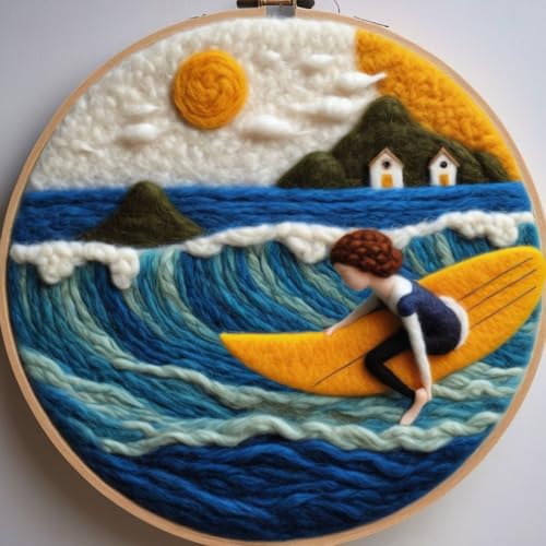 Nadelfilz Set Cartoon-Strand-Surfen Nadelfilz-Starter-Set,Malen,Wollfilz-Sets Für Anfänger,Diy-Bastel-Wanddekoration 20x20cm Nadelfilz Set Cartoon-Strand-Surfen Nadelfilz-Starter-Set,Malen,Wollfilz-Sets Für Anfänger,Diy-Bastel-Wanddekoration 20x20cm von AMBATTERY