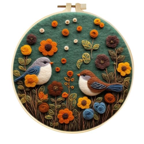 Nadelfilz Set Cartoon-Vogel-Tier Nadelfilz-Starter-Set，Bastelsets Für Erwachsene，Nadeln，Malzubehör Für Heimwerken Und Dekoration 20x20cm von AMBATTERY