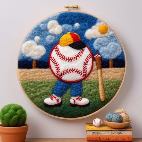 Nadelfilzen Set Cartoon-Baseball Nadelfilz-Malset Mit Rahmen Für Anfänger,Wolle,Handgefertigte Filznadeln,Wanddekoration 20x20cm Nadelfilzen Set Cartoon-Baseball Nadelfilz-Malset Mit Rahmen Für Anfänger,Wolle,Handgefertigte Filznadeln,Wanddekoration 20x20cm von AMBATTERY