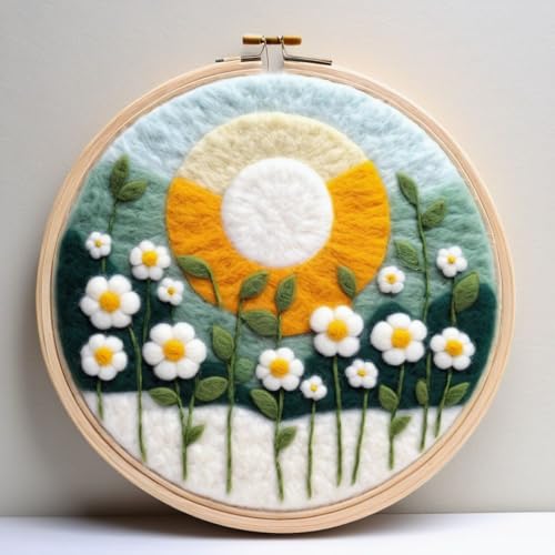 Nadelfilzen Set Cartoon Blumen Und Sonne Nadelfilz-Malset Mit Rahmen Für Anfänger,Wolle,Handgefertigte Filznadeln,Wanddekoration 20x20cm Nadelfilzen Set Cartoon Blumen Und Sonne Nadelfilz-Malset Mit Rahmen Für Anfänger,Wolle,Handgefertigte Filznadeln,Wanddekoration 20x20cm von AMBATTERY