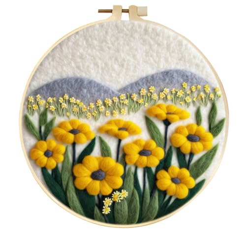 Nadelfilzen Set Cartoon-Blumenlandschaft Nadelfilz-Malset Mit Rahmen Für Anfänger,Wolle,Handgefertigte Filznadeln,Wanddekoration 20x20cm Nadelfilzen Set Cartoon-Blumenlandschaft Nadelfilz-Malset Mit Rahmen Für Anfänger,Wolle,Handgefertigte Filznadeln,Wanddekoration 20x20cm von AMBATTERY