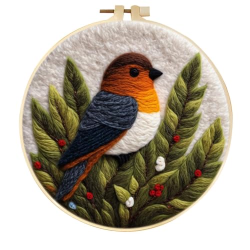 Nadelfilzen Set Cartoon-Vogel-Tier Nadelfilz-Malset Mit Rahmen Für Anfänger,Wolle,Handgefertigte Filznadeln,Wanddekoration 20x20cm Nadelfilzen Set Cartoon-Vogel-Tier Nadelfilz-Malset Mit Rahmen Für Anfänger,Wolle,Handgefertigte Filznadeln,Wanddekoration 20x20cm von AMBATTERY