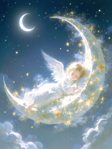 Stickerei Set Anfänger, Cartoon-Mädchen Sterne und Mond 11CT Vorgedruckt Kreuzstich Sticken Set Stickerei Starter Kit für Anfänger Home Decor 40x50cm Stickerei Set Anfänger, Cartoon-Mädchen Sterne und Mond 11CT Vorgedruckt Kreuzstich Sticken Set Stickerei Starter Kit für Anfänger Home Decor 40x50cm von AMBATTERY