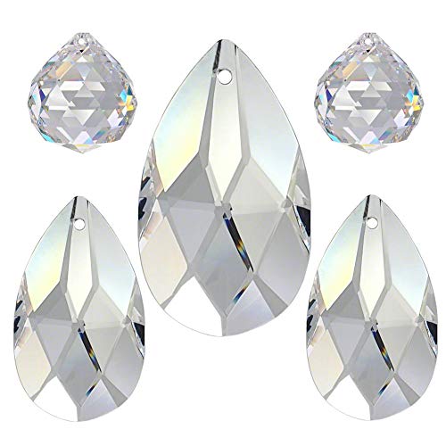 Kristallset 5 tlg. 'Mandel' 20-50mm Crystal 30% PbO ~ Feng Shui Suncatcher Regenbogenkristall von AMBROS - Kristall