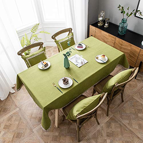 AMCER Indoor Tischdecke 90x160cm, Dekorative Tischdecke, Waschbare Anti Falten Hitzebeständig Feuchtigkeitsbeständig, Cafe,Party oder,Buffettisch - Grün von AMCER