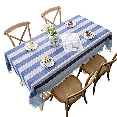 AMCER Tischdecke Rechteckige 60x80cm, Table Covers, mit Quaste Edge, Staubdichte, ideal für Party, Catering, Geburtstag - Blau A von AMCER