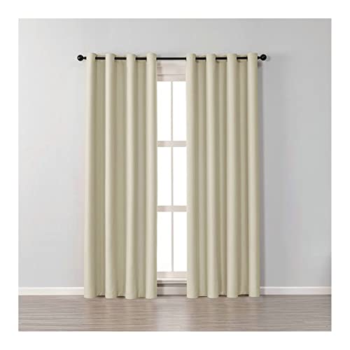 AMDXD Verdunklungsvorhänge Extra Breit Beige, Vorhang Blickdicht Verdunkelung Einfarbig mit Ösen Modern Baumwolle Gardinen Kinderzimmer Wohnzimmer, H183 x B137 cm, 2er-Set von AMDXD