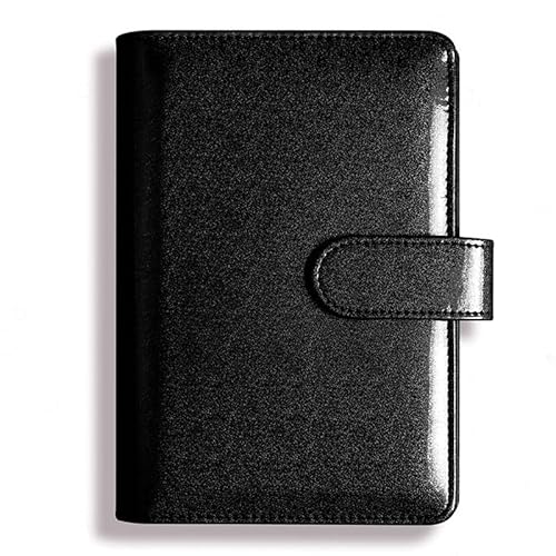 AMEEDA Binder Budget Notizbuch Glitzer-Kreativhandbuch, glitzerndes Notizblock-Shell-Lasermuster-Notizbuch, Loseblatthülle, A5, PU-Leder(Color:Black) von AMEEDA