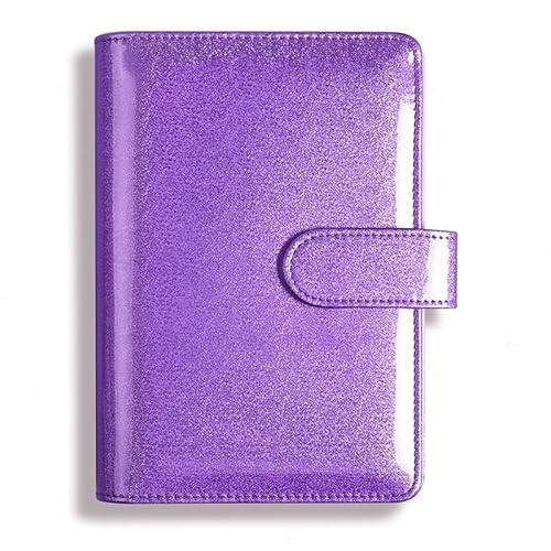 AMEEDA Binder Budget Notizbuch Glitzer-Kreativhandbuch, glitzerndes Notizblock-Shell-Lasermuster-Notizbuch, Loseblatthülle, A5, PU-Leder(Color:Purple) von AMEEDA