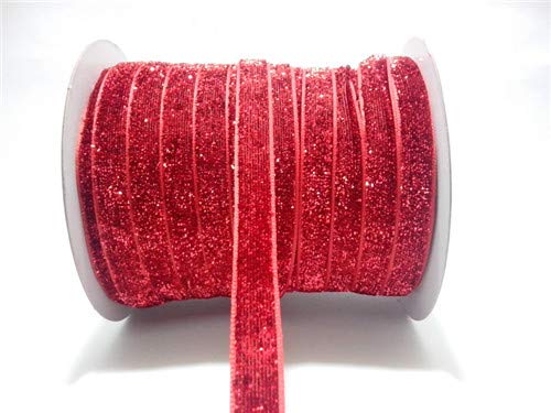 AMEEDA Gurtband 50 Yards 48colors funkeln Glitter metallic samt Band Stirnband Clips Bogen Hochzeit Dekoration Party Decor DIY 3/8 "Width 10mm (Color : 17) von AMEEDA