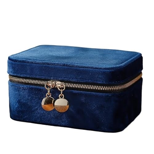 AMEEDA Schmuck Organizer 1 Pcs Mode Samt Reißverschluss Schmuckschatulle Hochzeitsgeschenk Halskette Ring Schmuck Aufbewahrung und Organisation Fall for Frauen(Blue) von AMEEDA