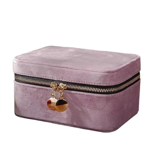 AMEEDA Schmuck Organizer 1 Pcs Mode Samt Reißverschluss Schmuckschatulle Hochzeitsgeschenk Halskette Ring Schmuck Aufbewahrung und Organisation Fall for Frauen(Purple) von AMEEDA
