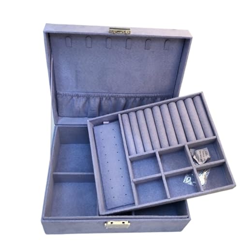 AMEEDA Schmuck Organizer Doppelschichtige samtige Schmuckschatulle Halskette Aufbewahrungshalter großer Raum Ring Sarg Geburtstagsgeschenk(Purple) von AMEEDA
