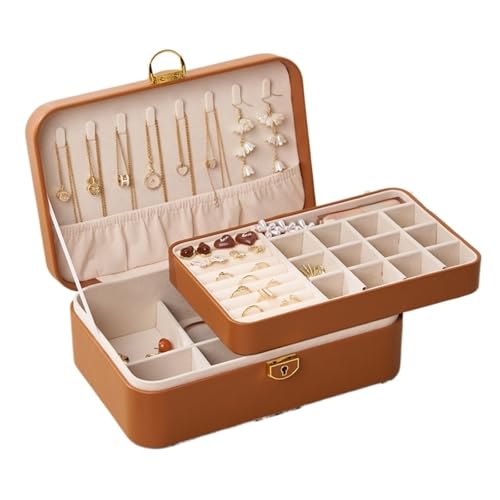 AMEEDA Schmuck Organizer Leichte, luxuriöse, abschließbare Schmuckschatulle, Schmuckschatulle for Ringe, Halsketten, Armbänder, Ohrringe, staubdichter Schutzschmuck(Brown) von AMEEDA