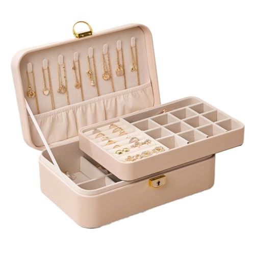 AMEEDA Schmuck Organizer Leichte, luxuriöse, abschließbare Schmuckschatulle, Schmuckschatulle for Ringe, Halsketten, Armbänder, Ohrringe, staubdichter Schutzschmuck(White) von AMEEDA