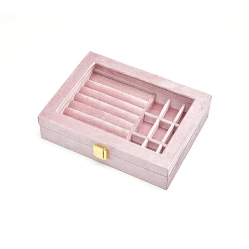 AMEEDA Schmuck Organizer Personalisieren Sie Samt Schmuckschatulle Exquisite Mädchen Rosa Schmuck Aufbewahrungskoffer Frauen Schmuck Organizer(G118) von AMEEDA