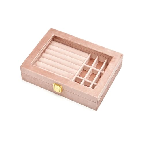 AMEEDA Schmuck Organizer Personalisieren Sie Samt Schmuckschatulle Exquisite Mädchen Rosa Schmuck Aufbewahrungskoffer Frauen Schmuck Organizer(G86) von AMEEDA