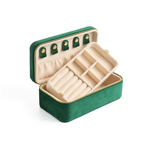 AMEEDA Schmuck Organizer Rosa Schmuckschatulle aus Samt for Frauen, Anhänger, Ringe, Ohrringe, Schlüssel-Organizer, personalisierte Geschenke, Reise-Aufbewahrungsbox(G116) von AMEEDA