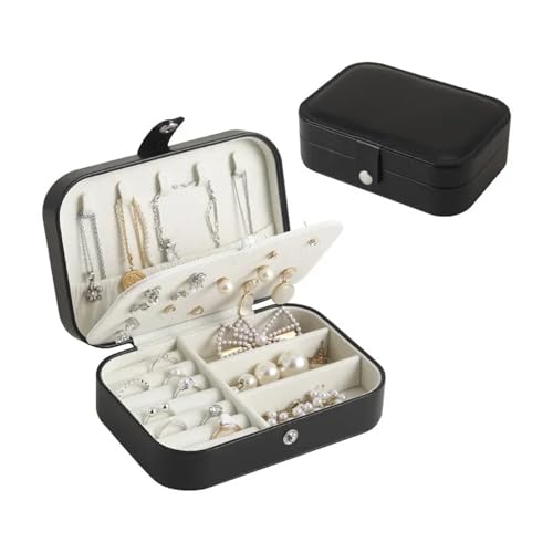 AMEEDA Schmuck Organizer Schmuck Aufbewahrungsbox for Halskette, Ring, Ohrringe, Organizer, Schmuckschatulle, doppelschichtig, for Reisen, tragbar, for Mädchen(Black) von AMEEDA
