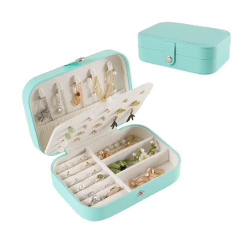 AMEEDA Schmuck Organizer Schmuck Aufbewahrungsbox for Halskette, Ring, Ohrringe, Organizer, Schmuckschatulle, doppelschichtig, for Reisen, tragbar, for Mädchen(Light Green) von AMEEDA