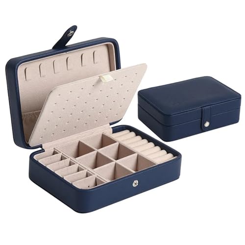 AMEEDA Schmuck Organizer Schmuckschatulle Aus Leder, Organizer, Schmuckdisplay, Schmuckschatullen Und -verpackung, Ringschatulle, Geeignet for Ohrringe Und Ringe(Deep Blue) von AMEEDA
