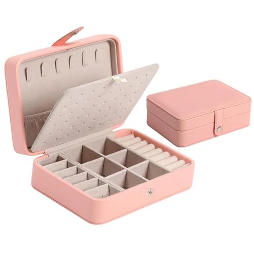 AMEEDA Schmuck Organizer Schmuckschatulle Aus Leder, Organizer, Schmuckdisplay, Schmuckschatullen Und -verpackung, Ringschatulle, Geeignet for Ohrringe Und Ringe(Pink) von AMEEDA