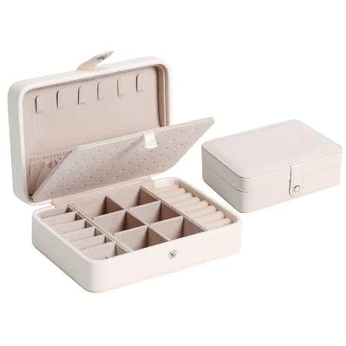 AMEEDA Schmuck Organizer Schmuckschatulle Aus Leder, Organizer, Schmuckdisplay, Schmuckschatullen Und -verpackung, Ringschatulle, Geeignet for Ohrringe Und Ringe(White) von AMEEDA