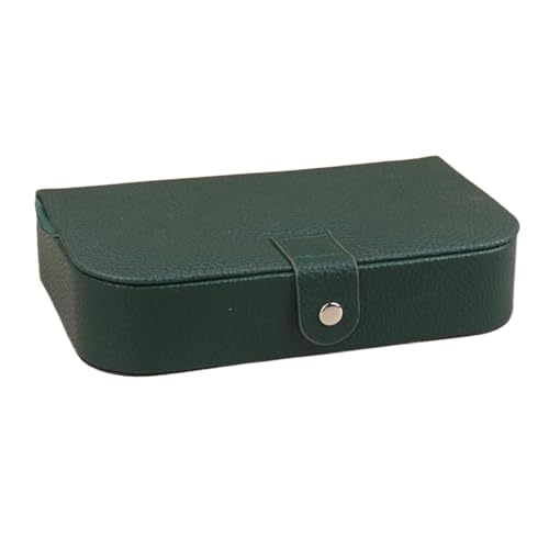 AMEEDA Schmuck Organizer Tragbare Schmuckschatulle, Schmuck-Organizer, Display, Reise-Schmucketui, Boxen mit Knopf, Leder, Aufbewahrung, Chenille, Juweliere(Green) von AMEEDA