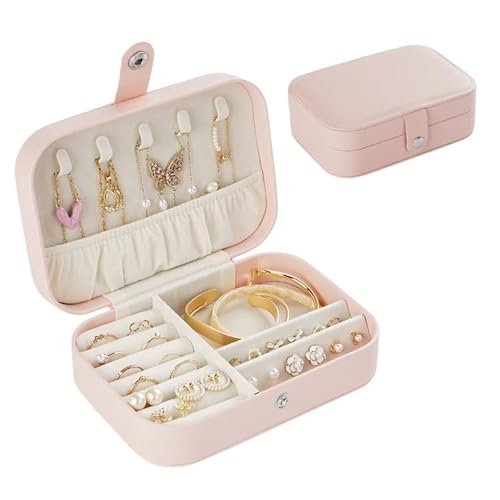 AMEEDA Schmuck Organizer Tragbare Schmuckschatulle Schmuck Organizer Display Reise Schmuck Fall Boxen Knopf Leder Lagerung(Black2) von AMEEDA