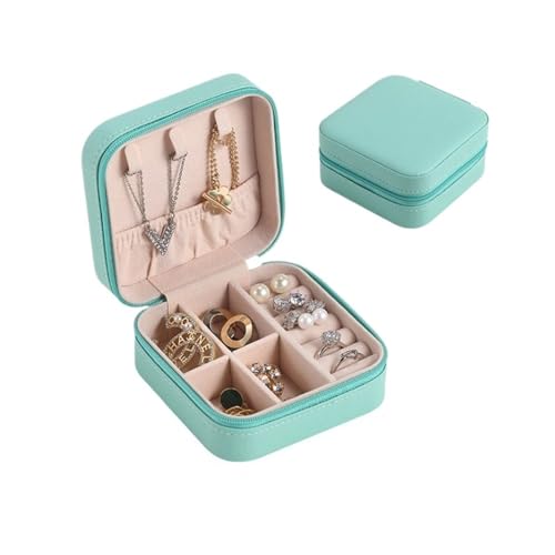 AMEEDA Schmuck Organizer Tragbare Schmuckschatulle Schmuck Organizer Display Reise Schmuck Fall Boxen Knopf Leder Lagerung(Blue) von AMEEDA