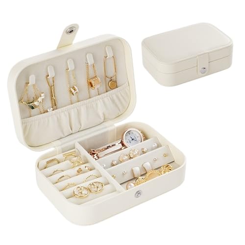 AMEEDA Schmuck Organizer Tragbare Schmuckschatulle Schmuck Organizer Display Reise Schmuck Fall Boxen Knopf Leder Lagerung(Blue2) von AMEEDA