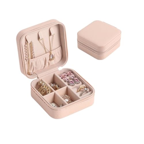 AMEEDA Schmuck Organizer Tragbare Schmuckschatulle Schmuck Organizer Display Reise Schmuck Fall Boxen Knopf Leder Lagerung(Gray) von AMEEDA
